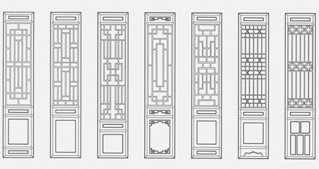 黔西常用中式仿古花窗图案隔断设计图